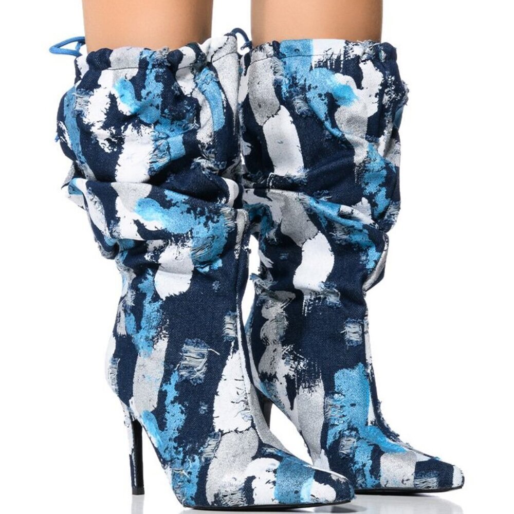AZALEA WANG " ILLUSIONS MAGNIFIED " MULTI PAINT STROKE DETAIL BOOT(BRAND NEW !!!